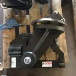 Equipment for Live Pipeline Intervention 23 Propipe line stop pivot head displayed on a wooden pallet in a workshop setting