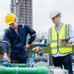 Equipment for Live Pipeline Intervention 7 A team of engineers is checking the air conditioning cooling system of a major building or industrial facility.
