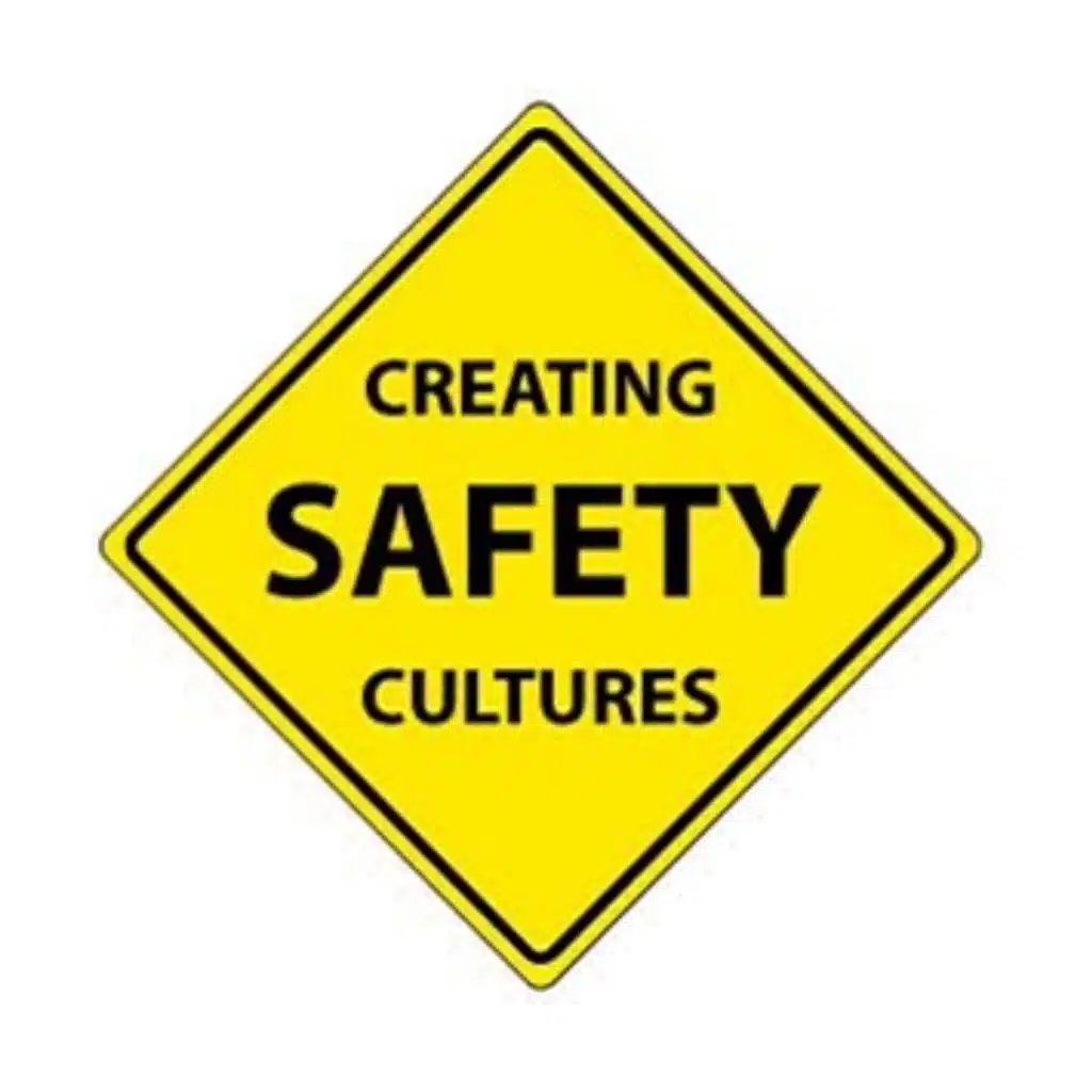 Alt Description: Yellow diamond-shaped caution sign with black border displaying the words “CREATING SAFETY CULTURES.”